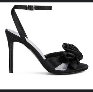 Rag & Co Women's Chaumet Rose Bow Embellished Sandals High Heels NWOB SZ 7 Black